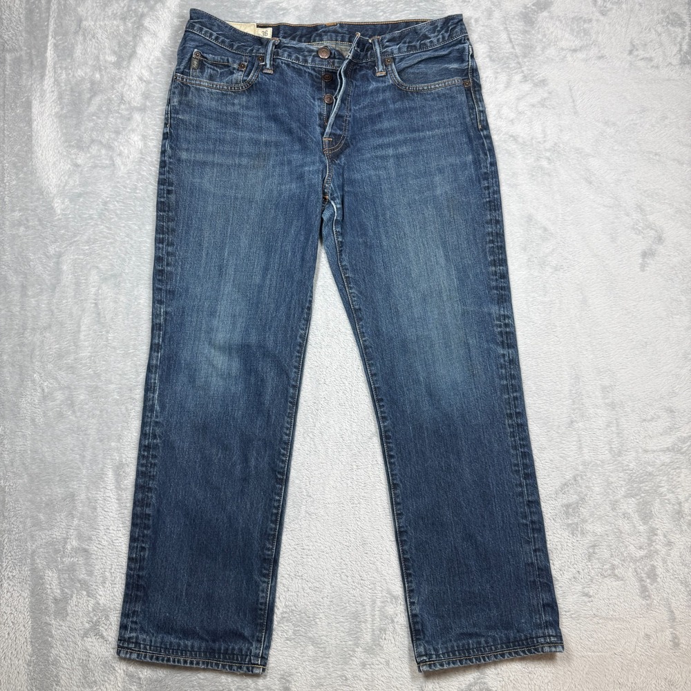 Abercrombie & Fitch Classic Straight Jeans Men 36x32 (36x29) Button Fly Hemmed